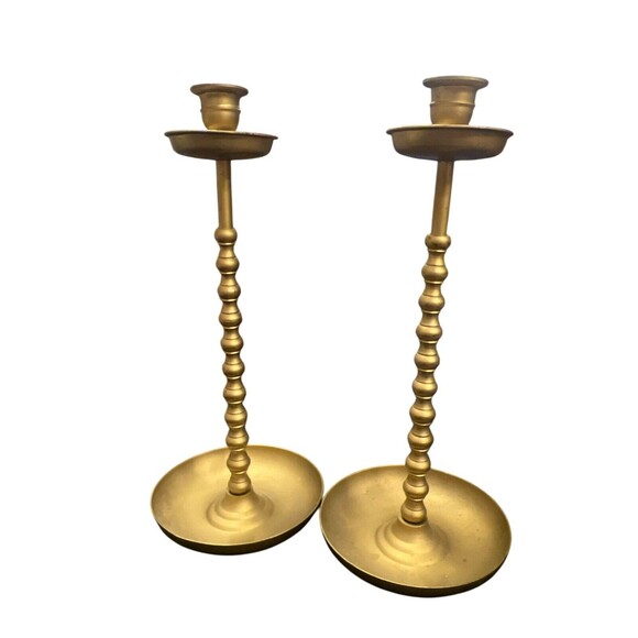 Sticks Other - Pair Vintage Brass Candle Sticks Holders 11.5” Cottage Core